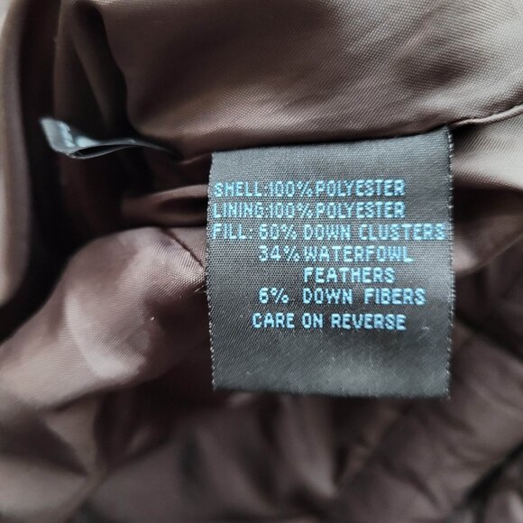 Kenneth Cole Reaction Quilted Jacket Small Brown Feather Down Puffer Lightweight - Picture 9 of 10